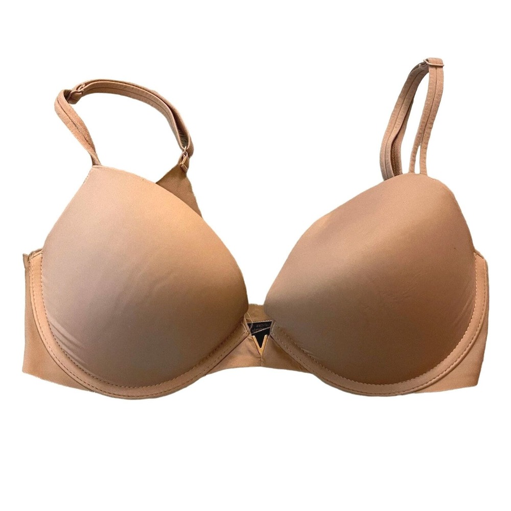Victorias Secret Size 32D Push Up Bra Smooth Plunge Sweet Praline Beige Tan